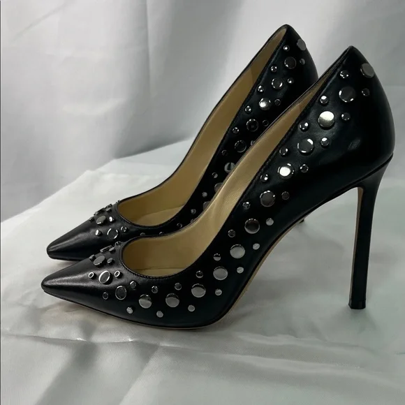 Jimmy Choo Black and Silver Studded Heels - Picture 4 of 11